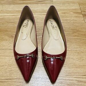 Sam Edelman Burgundy Patent Leather Horsebit Pointed Toe Flats NWOT Size 7.5
